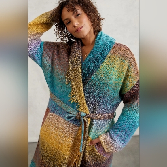 Greylin For Anthropologie Natalia Fringed Cardigan Size 2X - Picture 5 of 12